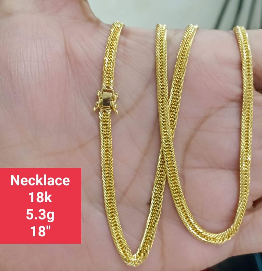 アクセサリー K18 Saudi Gold Necklace triple lock 18K Saudi Real Gold Necklace 750 Fine 20” Long Curb Chain