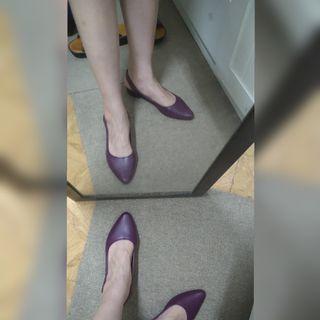 葡萄紫低跟雨鞋24.5