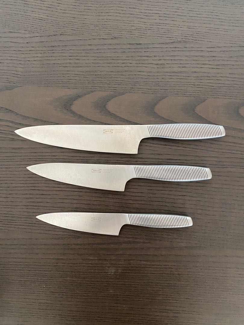 3 IKEA kitchen knives + 1 IKEA bread knife, Furniture & Home Living, Kitchenware & Tableware