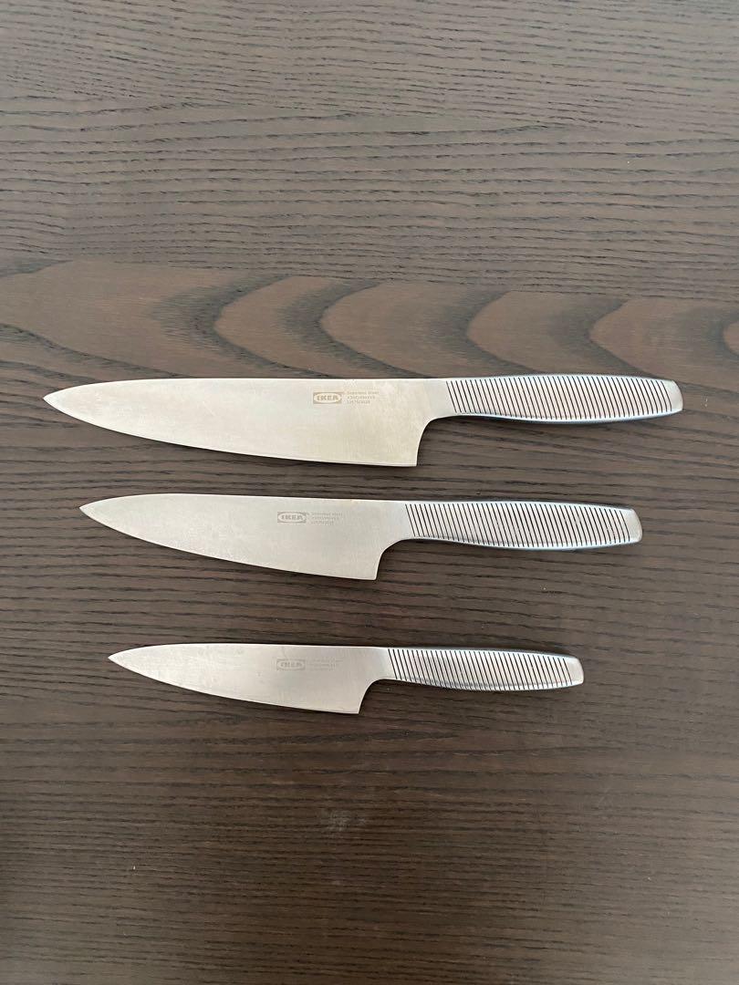 3 IKEA kitchen knives + 1 IKEA bread knife, Furniture & Home Living