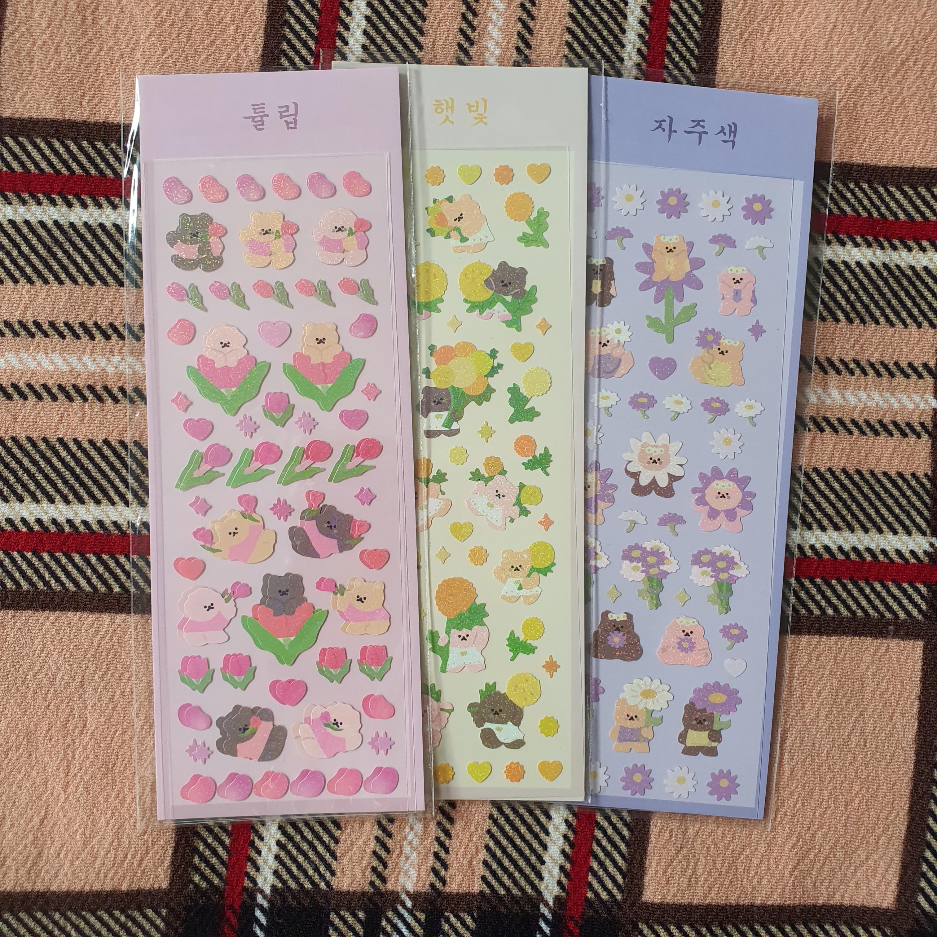 cute glitter floral korean polco stickers hobbies toys stationery craft stationery school supplies on carousell