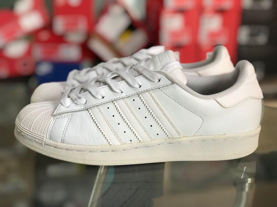 triple white adidas superstars
