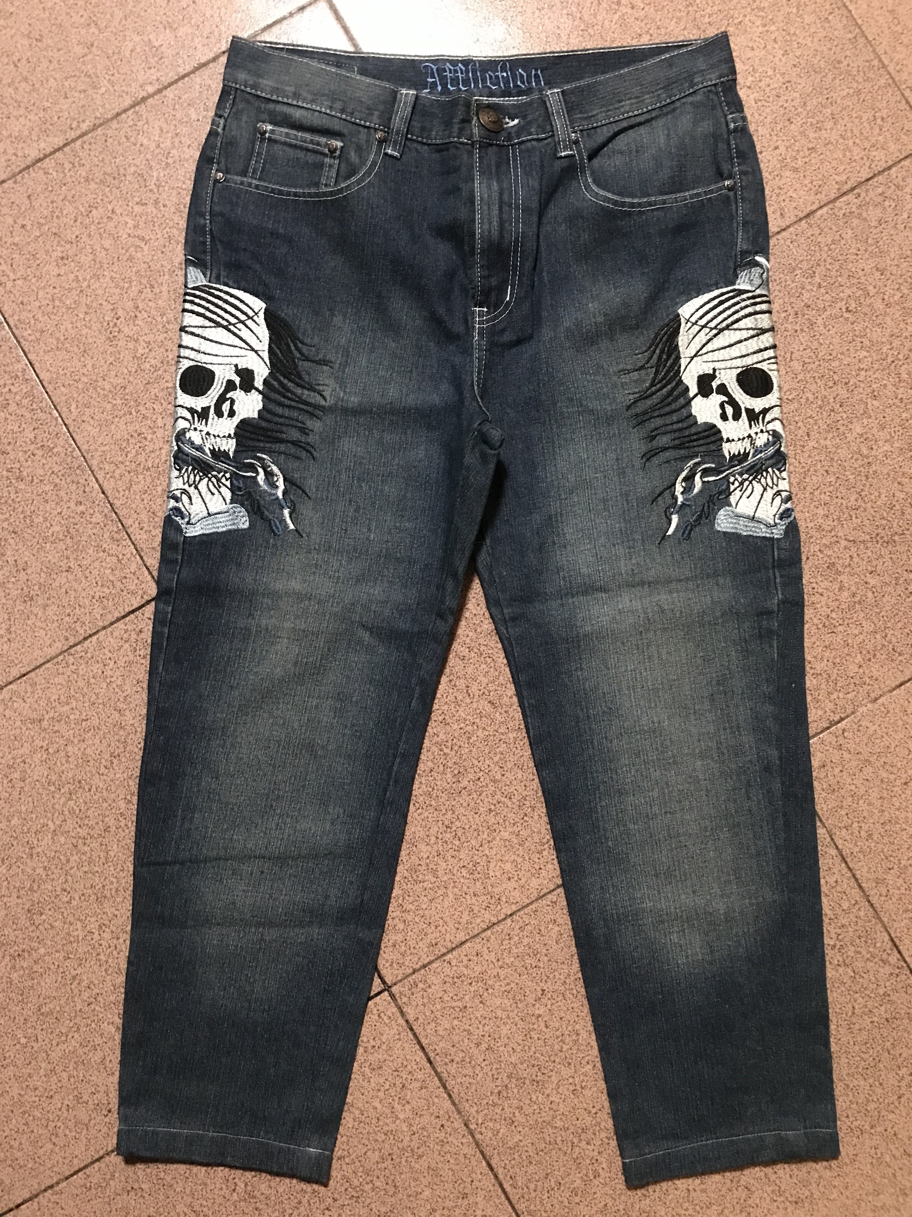 Affliction Skull Jeans Embroidered 