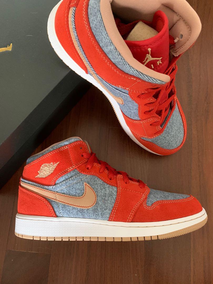 Air jordan 1 mid GS “denim”, Men's Fashion, Footwear, Sneakers on Carousell