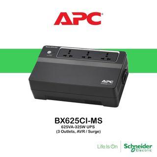 APC Back UPS 625VA, 230V, AVR, Floor, Universal Sockets BX625CI-MS, 325 Watts / 625VA, 3 universal(battery back up and surge protected) No Ratings