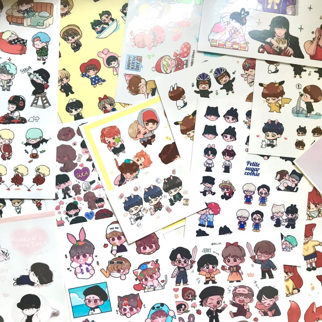 Assorted BTS fanart stickers grabbag, Hobbies & Toys, Memorabilia ...