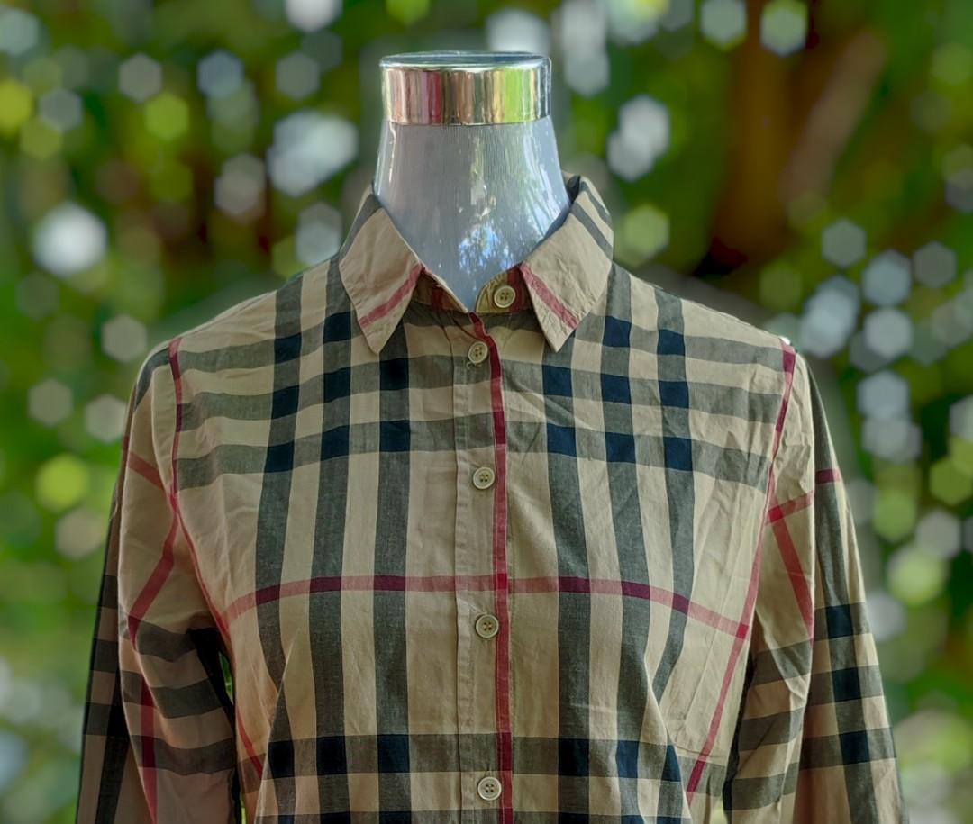 Authentic Burberry Brit Nova Plaid Rare Color Button Polo Shirt Longsleeve Luxury Apparel on Carousell