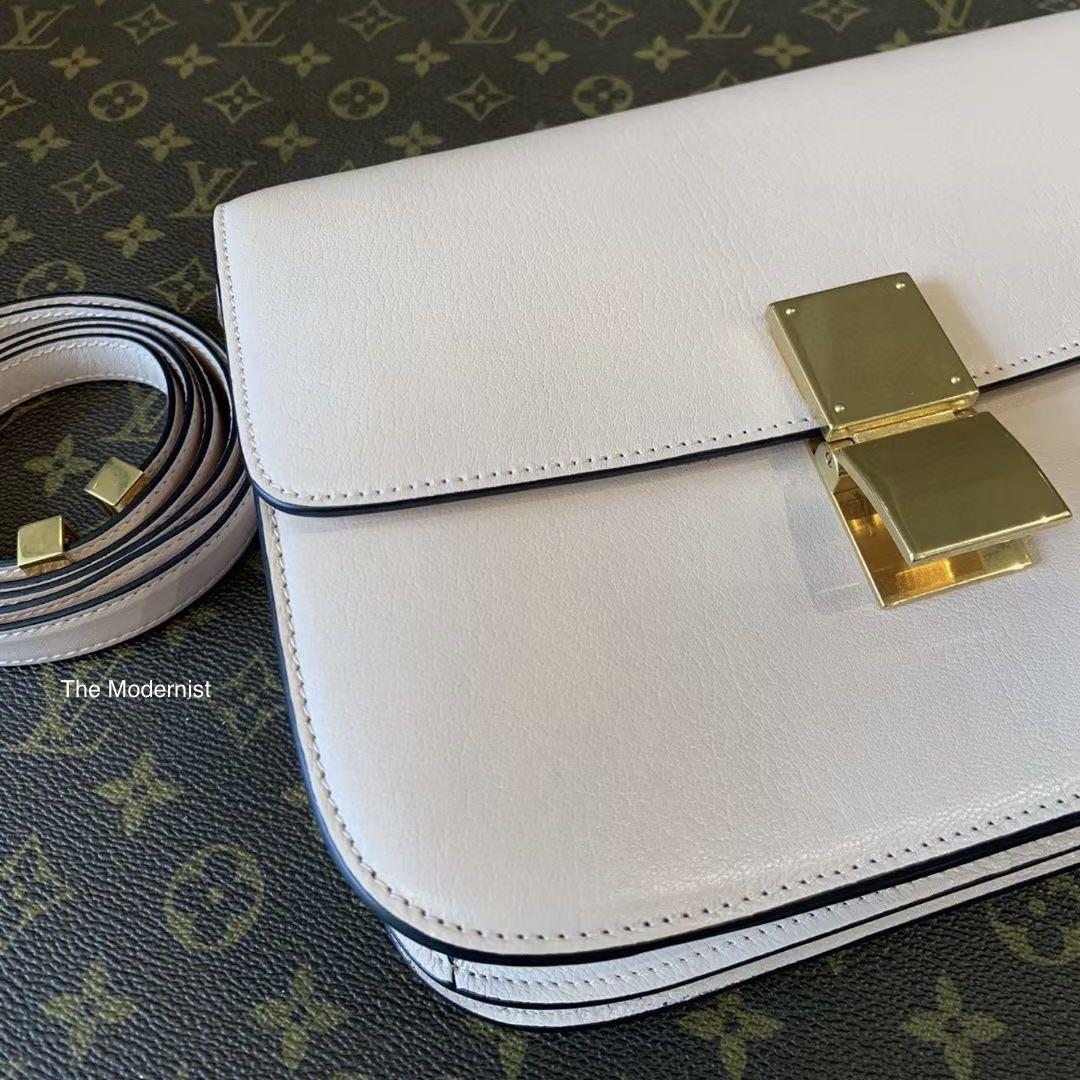 Authentic Celine Medium Box Bag Nude Pink Goatskin Luxury Bags