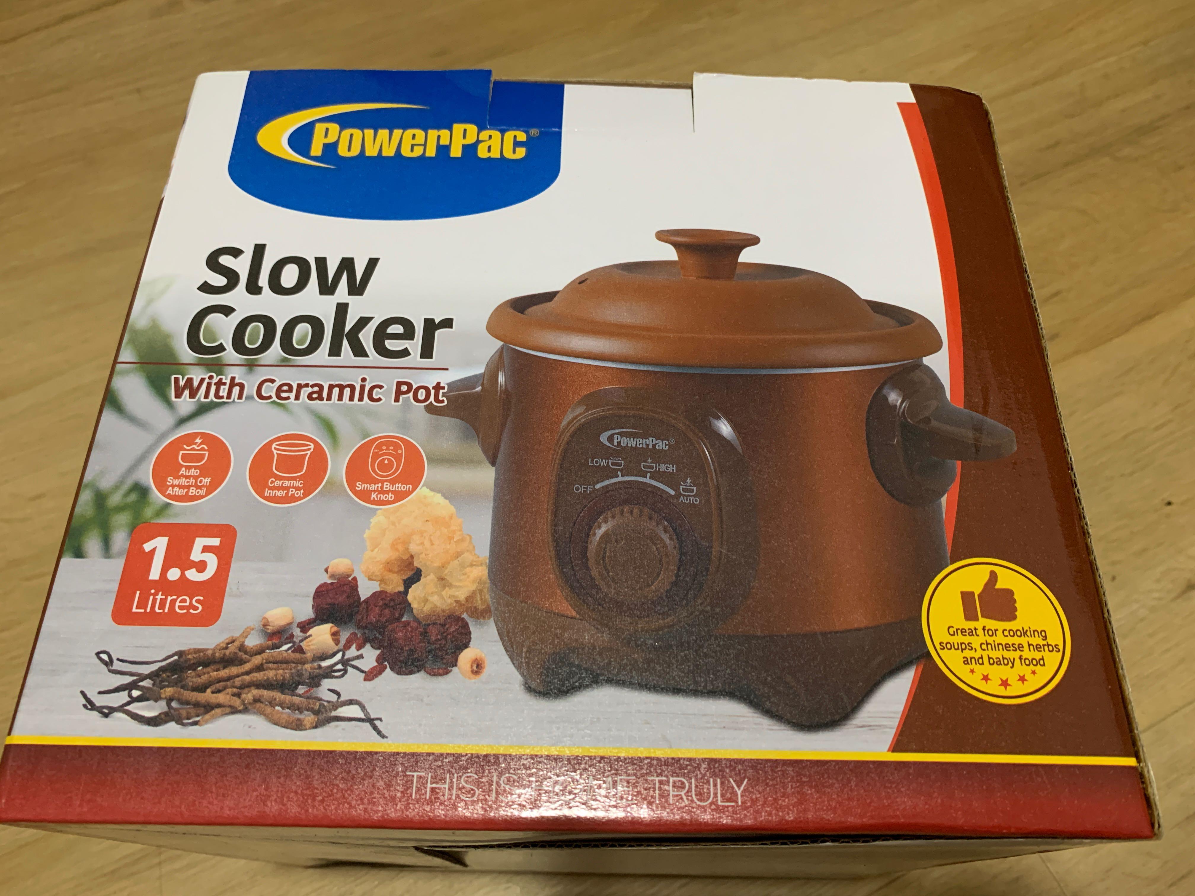 [BNIB] PowerPac Slow cooker with ceramic pot (1.5L), Furniture & Home