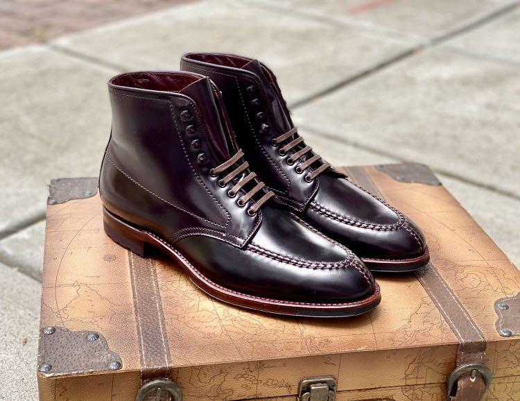 Brand new pair of Alden Norwegian Split Toe Boots in Color 8 Shell