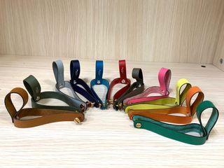 Brompton carrier block custom leather strips/ bag puller by Jason & Sherron - Handmade