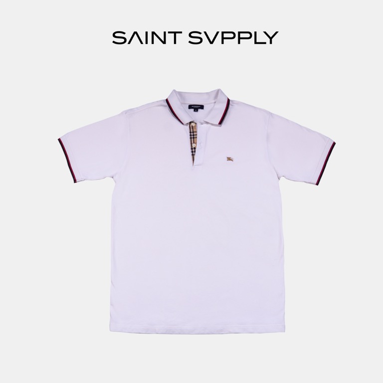 White burberry shirt polo on sale