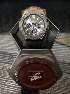 Casio Gshock GSteel Tough Solar with Rose Gold Case & Leather Strap GST S-120L
