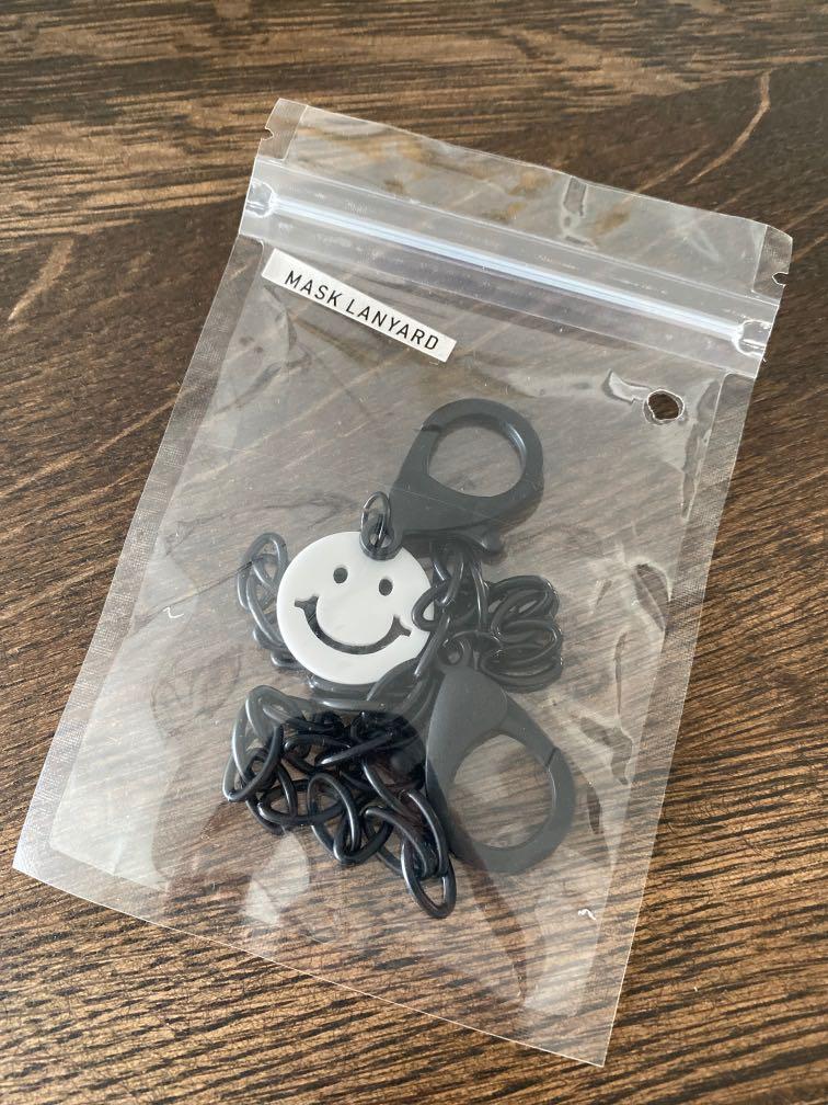 Children Smiley Face Mask Lanyard In Black Health Nutrition Face Masks Face Shields On Carousell