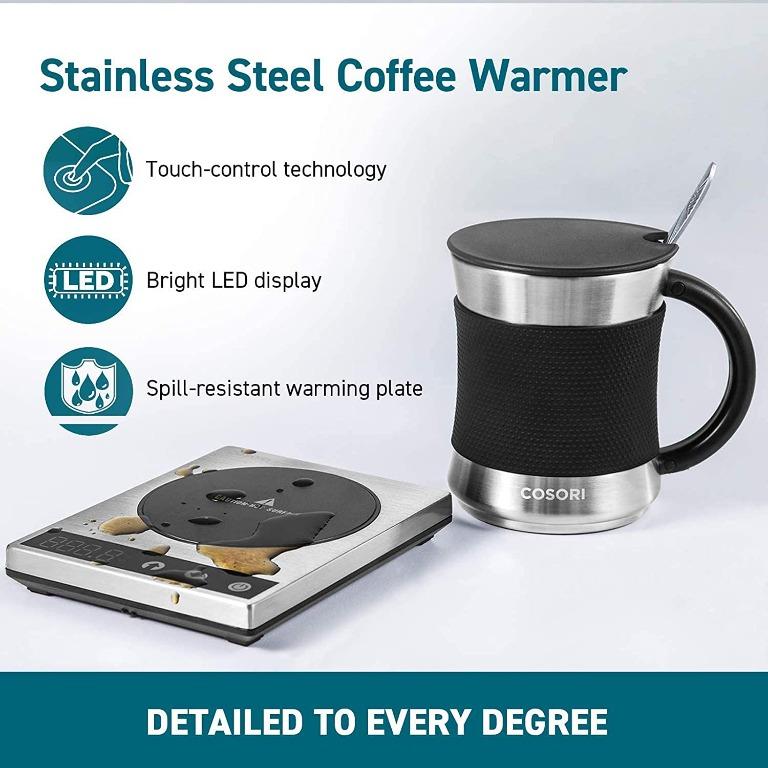 Cosori Coffee Mug Warmer & Mug Set Premium 24Watt Stainless Steel, Best  Gift