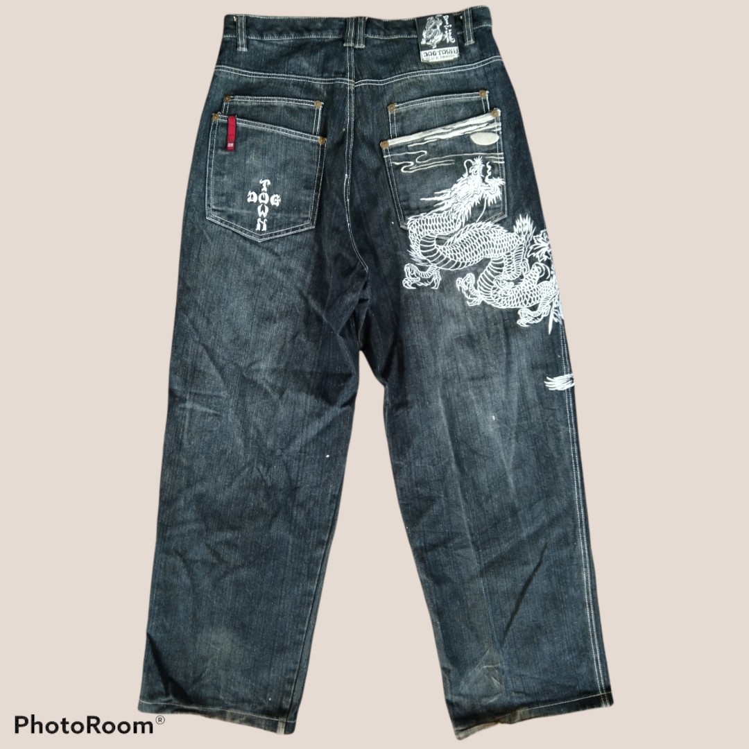 Dogtown black dragon denim jeans, Men's Fashion, Tops & Sets