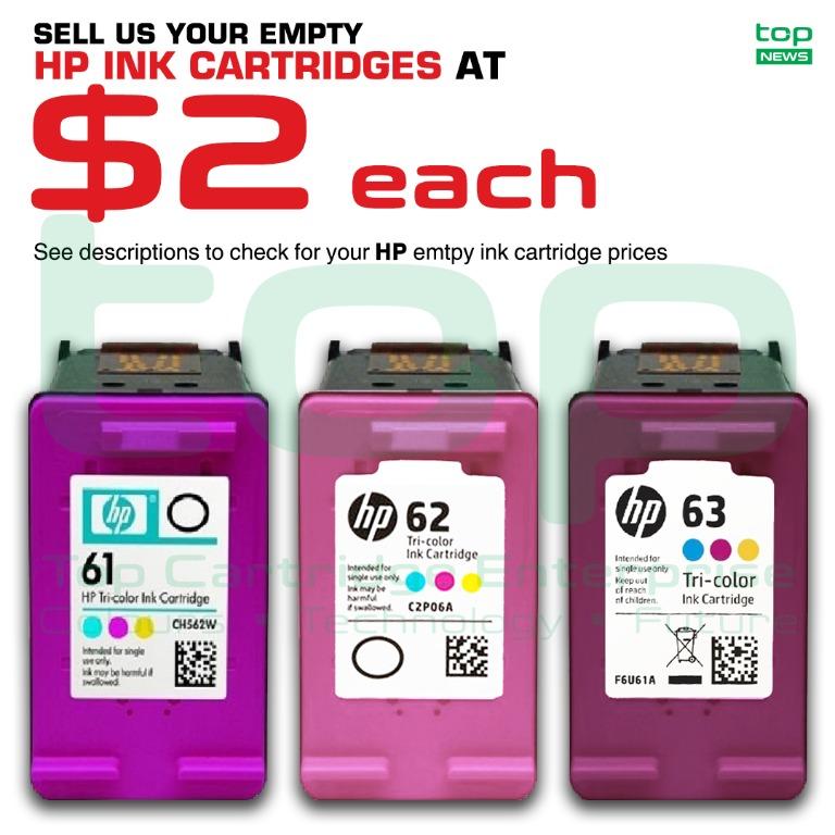 Earn Up To 2 Each When You Sell Us Your Empty Hp Ink Cartridges Hp60b Hp60c Hp901b Hp901c Hp61b Hp802c Many More Computers Tech Printers Scanners Copiers On Carousell