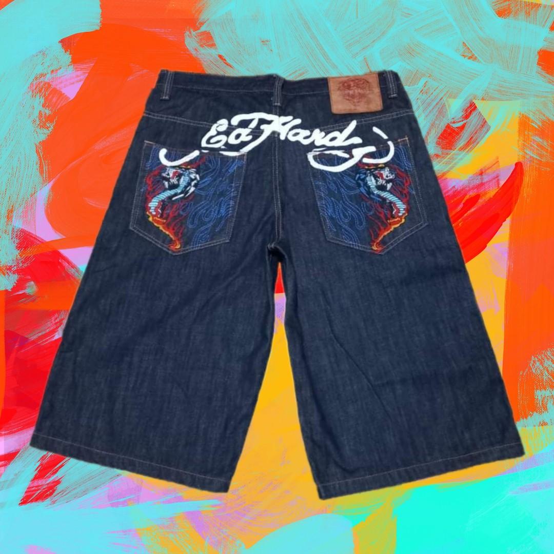 Ed Hardy denim shorts, Men's Fashion 