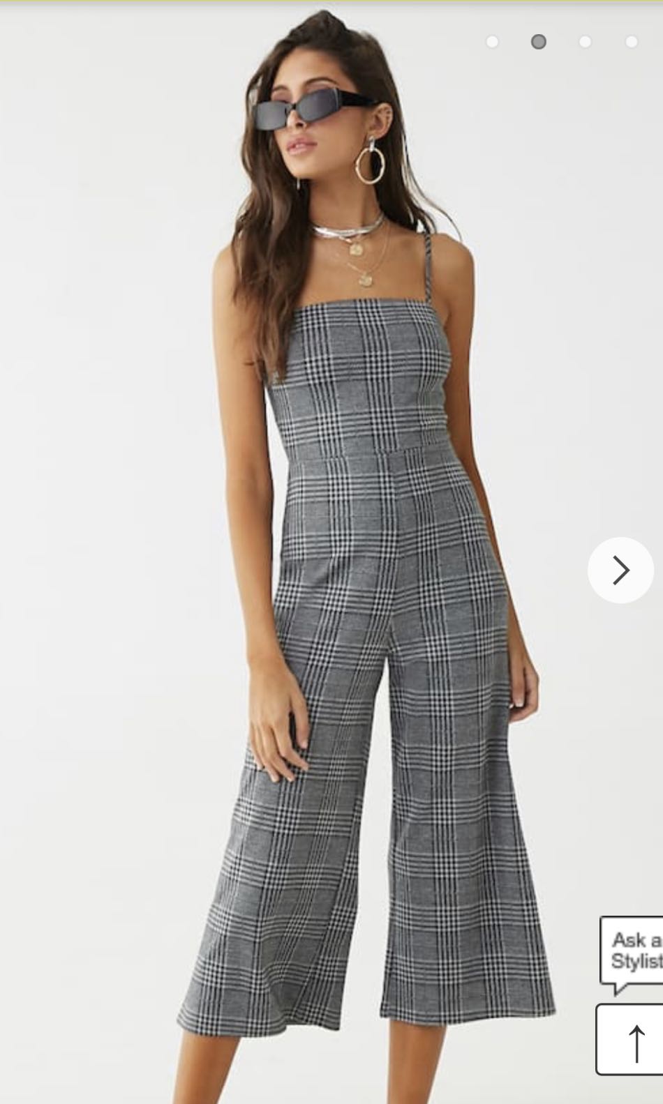 F21 Plaid Jumpsuit, Women's Fashion 