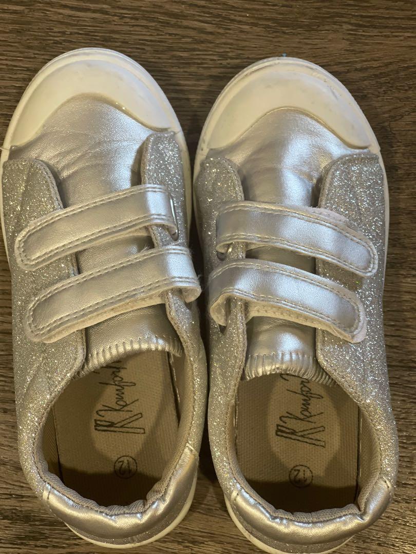 Girls Sparkly Silver Sneakers