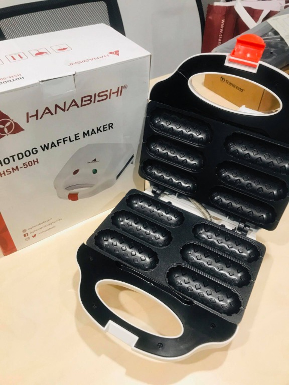 Hanabishi Hotdog Waffle Maker Non Stick White HSM50H, TV & Home
