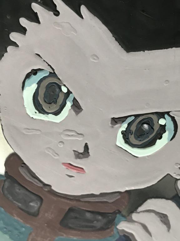 Hunter x Hunter by Pierrot Co., Ltd. Kuroro with Facial Cut from Fighting  Episode 62 Animation Cel with Douga and Printed Background  庫洛洛在戰鬥中割傷臉頰（第62集）賽璐璐，附線稿及印刷背景