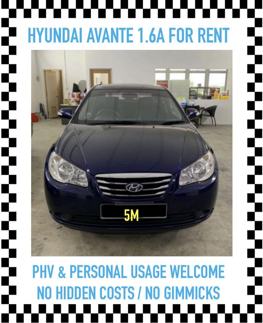 Hyundai Avante 1.6 Auto (Category: Car Rental) located in Singapore. Submitted by 5mcarrental (Listing ID 159346408, Image 1). Description: Showroom: 5M Car Rental (ARK@Gambas) 7 Gambas Crescent #01-36 Singapore 757087 Rental Rates: Weekday Daily: 43 SGD Weekly: 300 SGD Rental Terms: Min. Duration: 3.5 month Age Range: 22 - 65 Min. Driving Exp: 2 years Malaysia Allowed: Yes Description: 🌀PROMOTION PERIOD! WHILE STOCKS LAST! 🌟Go-Jek / Ryde / Per