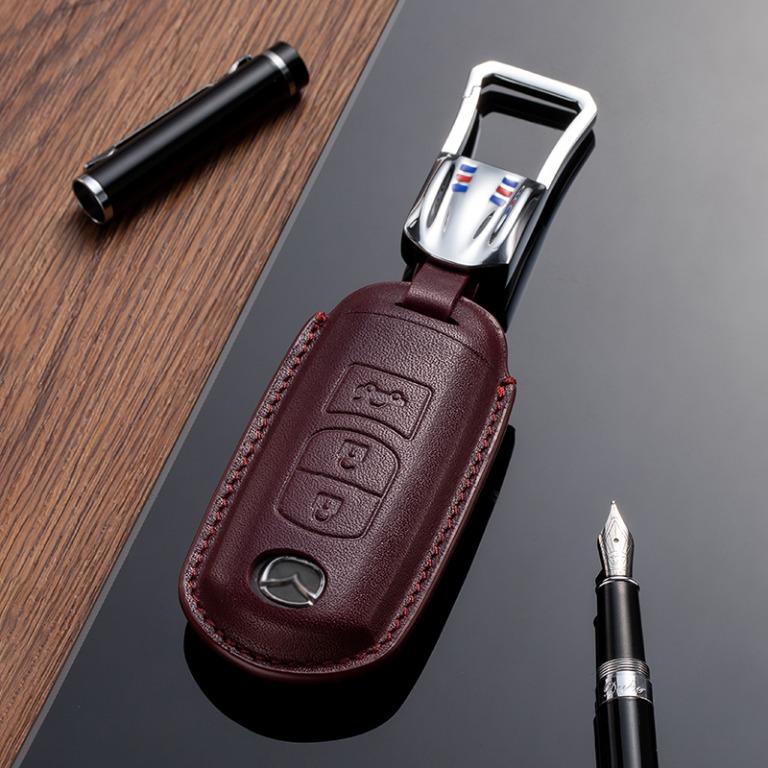 Mazda Leather Car Key Fob Cover Veg Tan Leather Car Key Remote