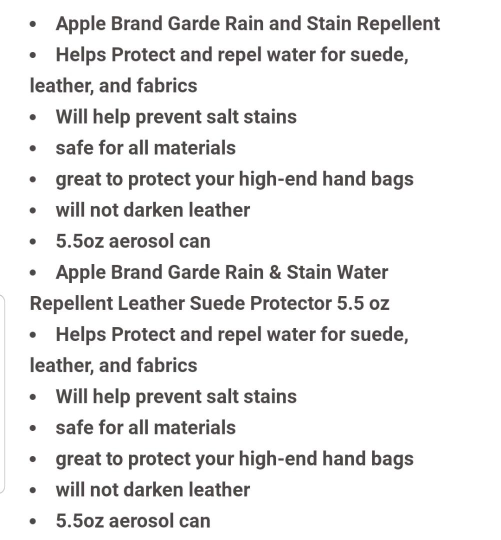 Apple Brand Garde Rain & Stain Water Repellent - Protector Spray