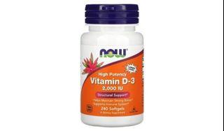NOW VITAMIN D3 2000IU 240softgels ORIGINAL USA