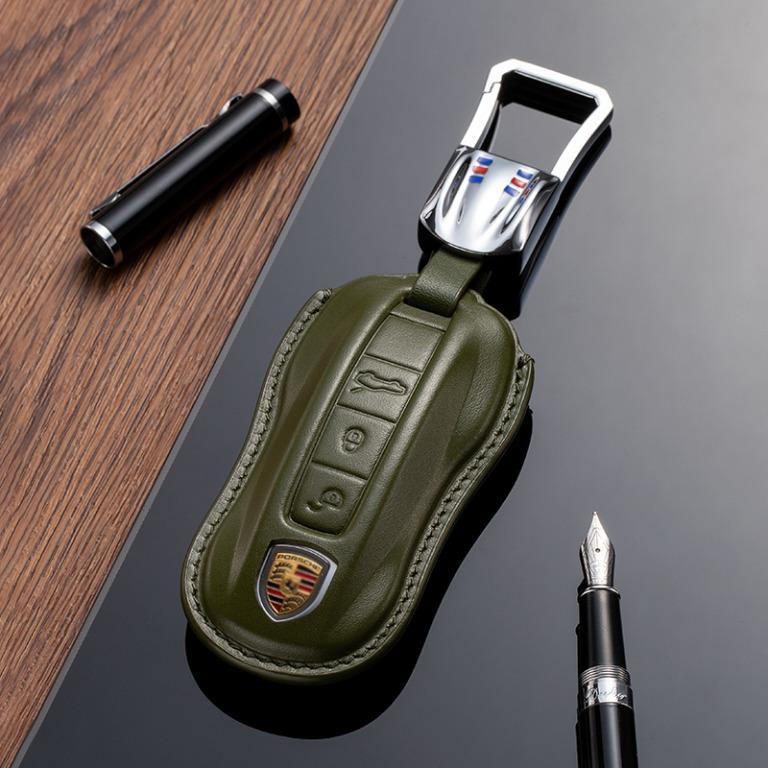 Porsche Leather Car Key Fob Cover Veg Tan Leather Car Remote