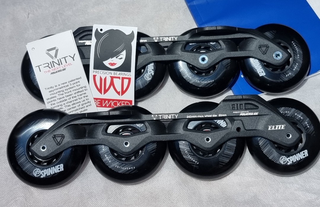 Powerslide, Trinity Elite casted AL 4X80, Spinner 80mm Wheels ,Wicked