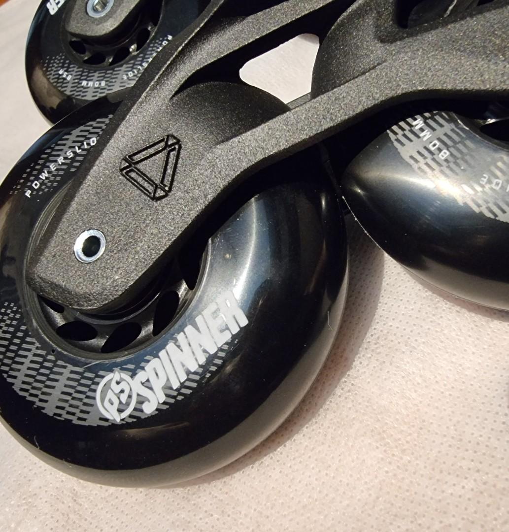 Powerslide, Trinity Elite casted AL 4X80, Spinner 80mm Wheels ,Wicked