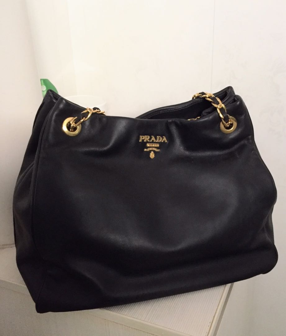 Prada Quarzo Soft Calf Leather Chain Tote Bag BR4994 - Yoogi's Closet
