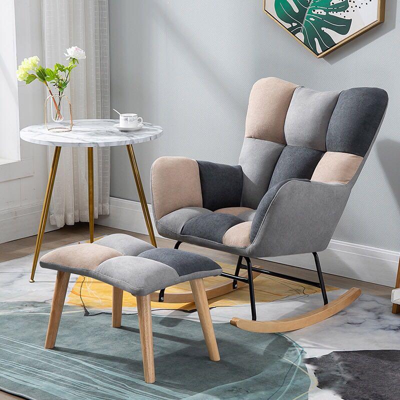 Single sofa shop chair with footrest