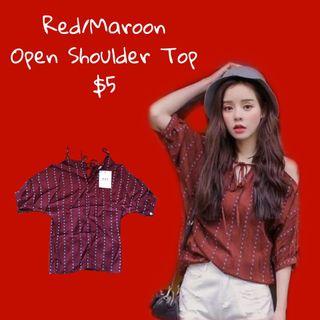 Red/Maroon Open Shoulder Top (BNIP)