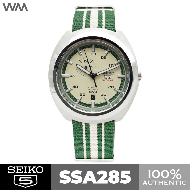 Seiko 5 Sports Helmet Diastar 100m Retro Automatic Watch Nylon Strap SSA285