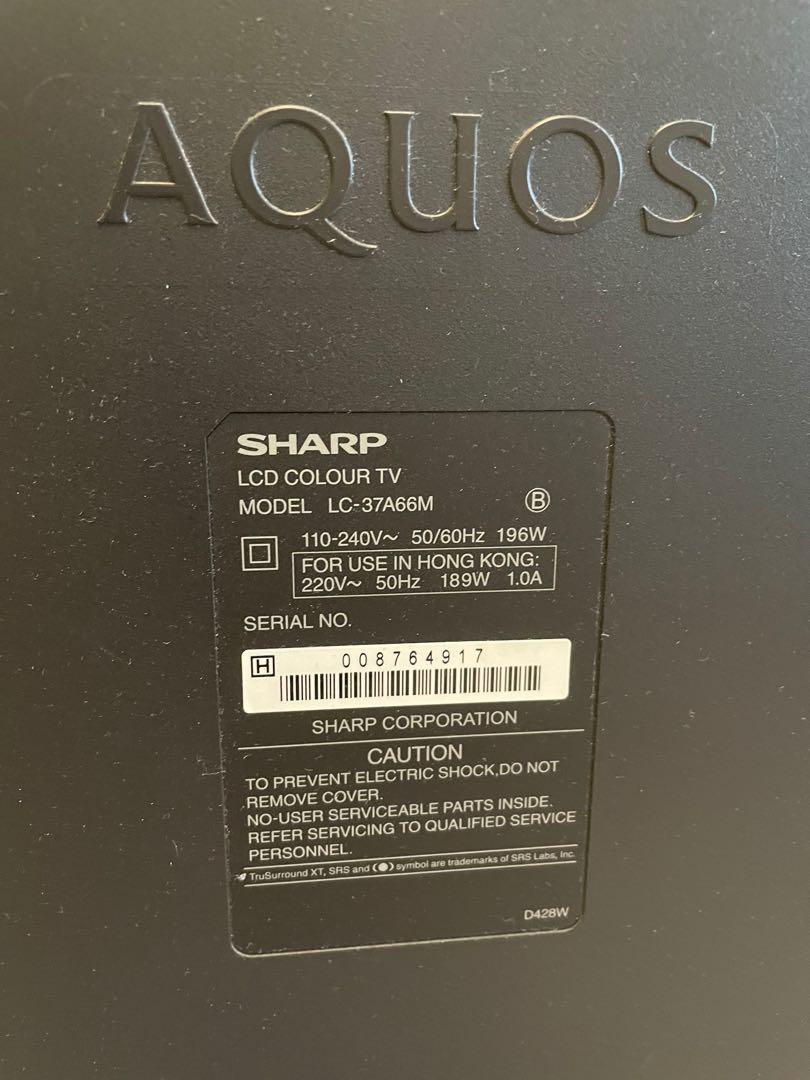 Sharp Aquos LC-37A66M 37寸電視, 家庭電器, 電視& 其他娛樂, 電視