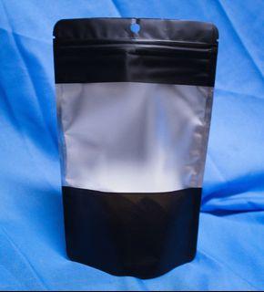 ST0431421 Black and Clear Wide View Design 100 microns Stand Up Pouch  Zip Lock Type 14 cm x 21 cm PackOf25pcs