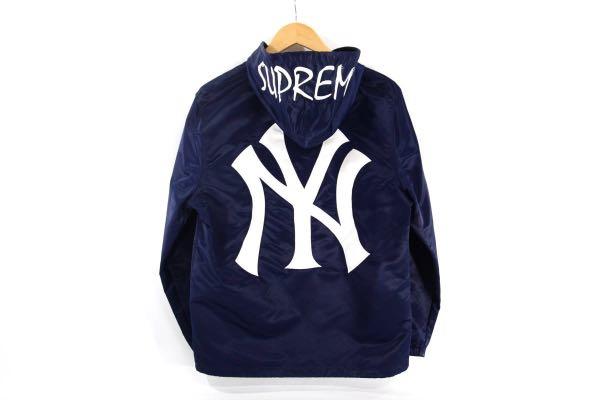 SUPREME 15SS MAJESTIC NY YANKEES SATIN HOODED COACHES JACKET