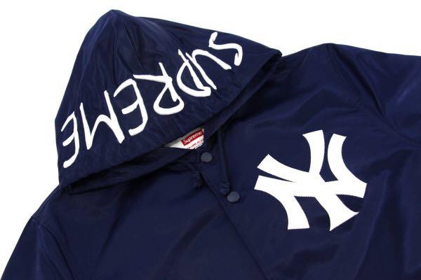 SUPREME 15SS MAJESTIC NY YANKEES SATIN HOODED COACHES JACKET