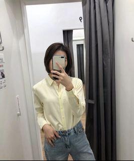 Uniqlo 424642 women rayon long sleeve top blouse yellow size S