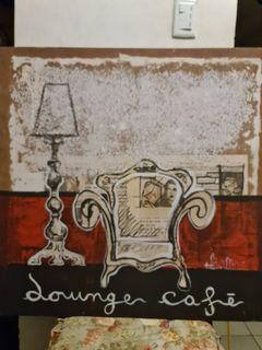 Vintage Large Acrylic painting lounge Cafe