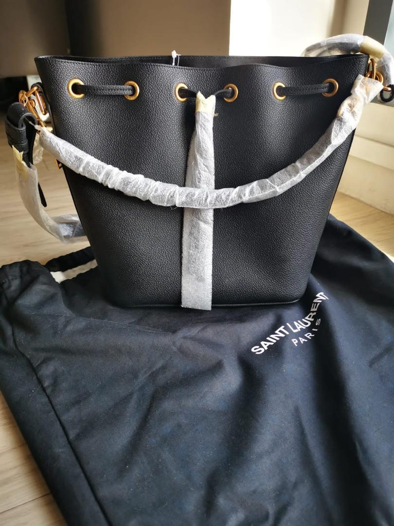 YSL Embossed Leather Bucket Bag