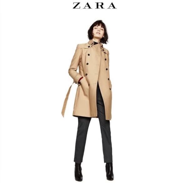 ZARA Basic Water Resistant Trench Coat Khaki