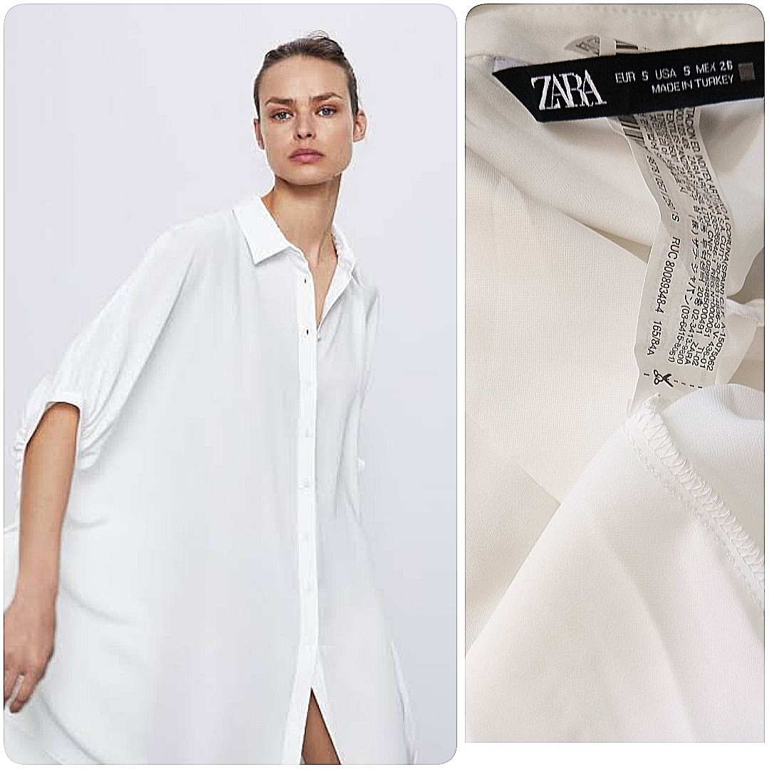 ZARA Oversized white Shirt Dress, Women ...