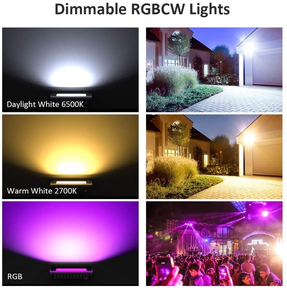 3427) Novostella Pack 20W Smart LED Flood Lights, RGBCW, 2700K-6500K,  2000LM, WiFi Outdoor Dimmable Color Changing Stage Light, IP66 Waterproof,  Multicolor Wall Washer Light, Work with Alexa, Furniture  Home Living,