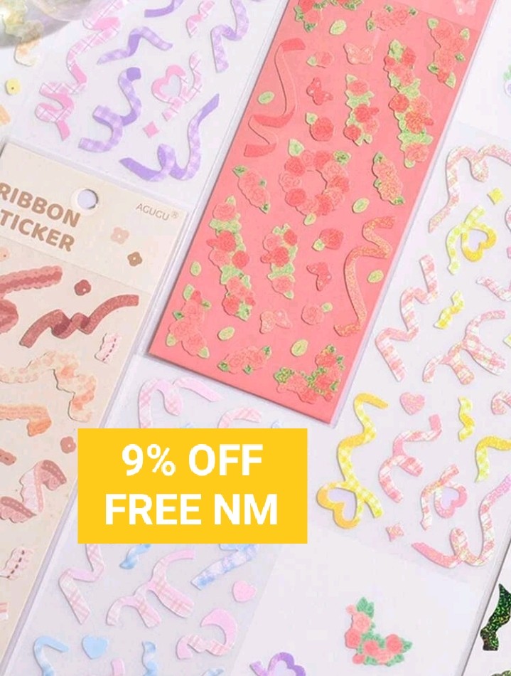 [ins!] kpop toploader stickers deco decorative ribbon shiny glitter