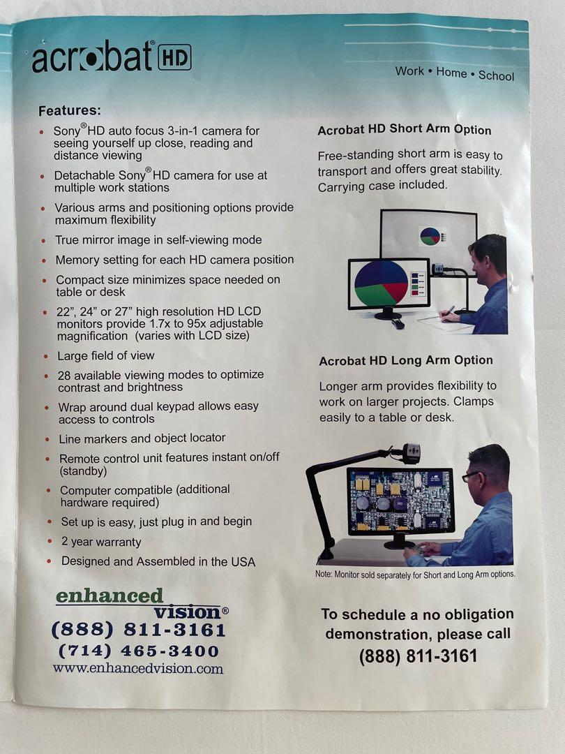 Acrobat HD Enhanced Vision Magnifier, Computers & Tech, Parts ...