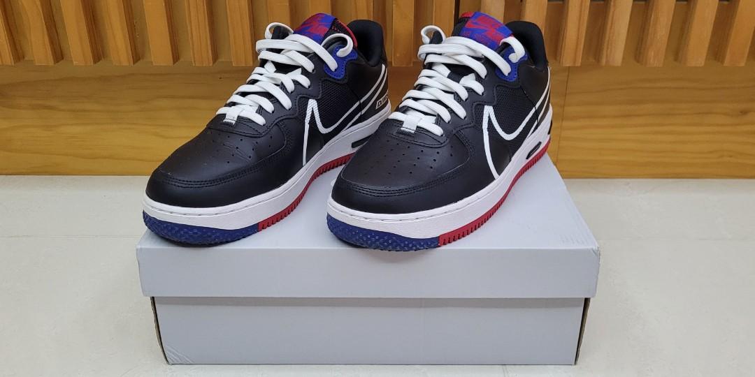 air force 1 react black white red